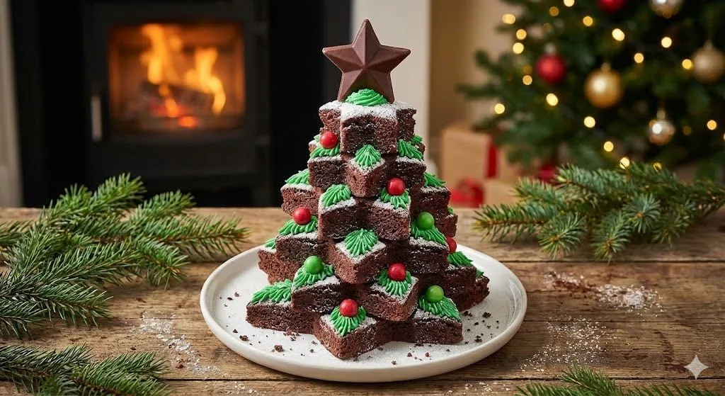 Juletræ af chokolade og cornflakes