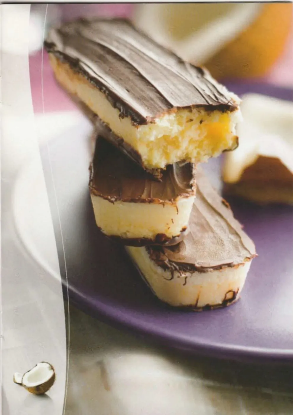 Barritas de coco y chocolate