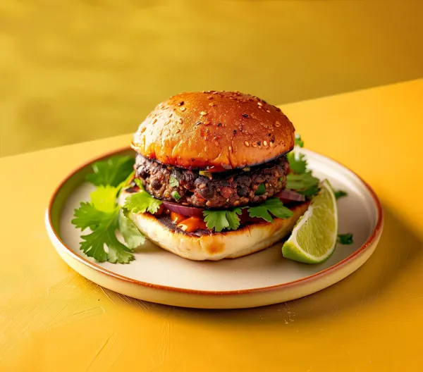 Burger Kacang Hitam dengan Jeruk Nipis dan Ketumbar
