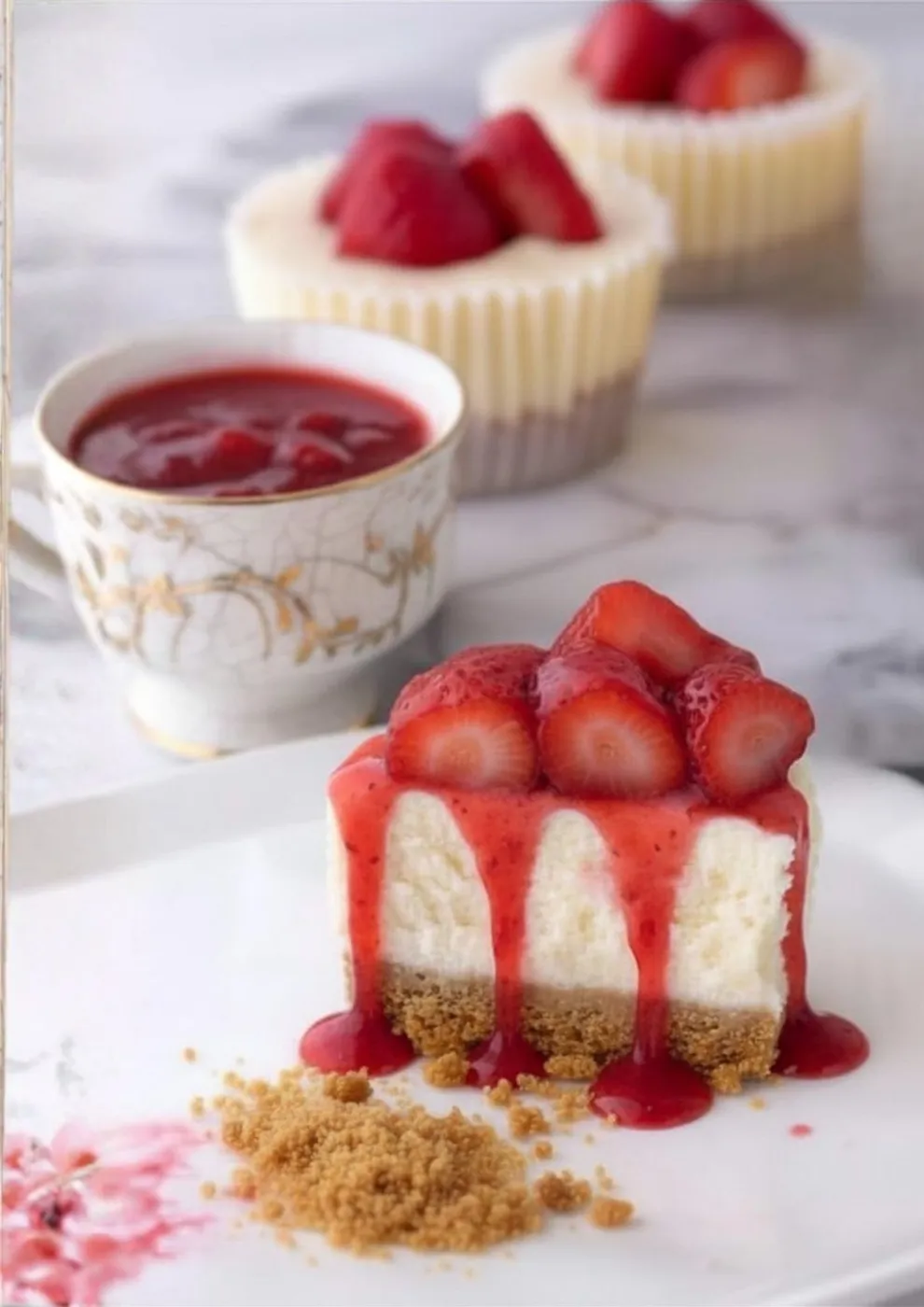Mini-Erdbeer-Cheesecakes ohne Backen