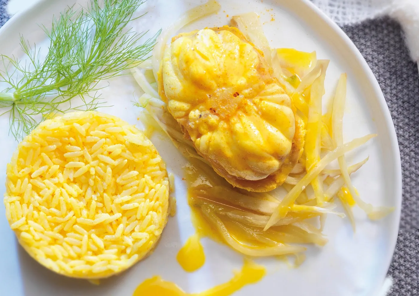 Saffron Monkfish with Mandarin Butter Sauce