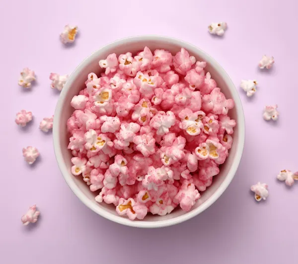 Popcorn med hindbær