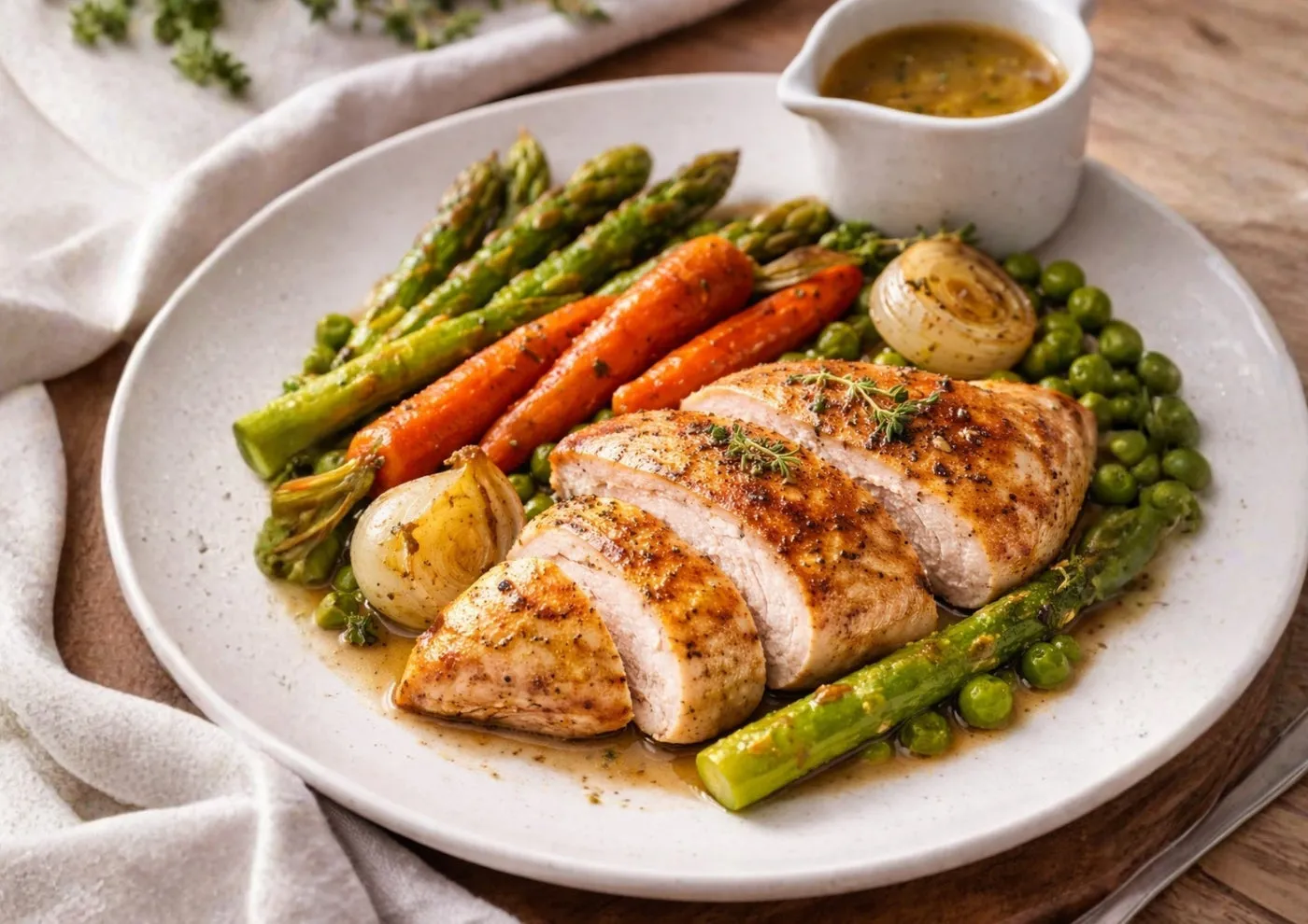 Pollo primaveral con verduras nuevas