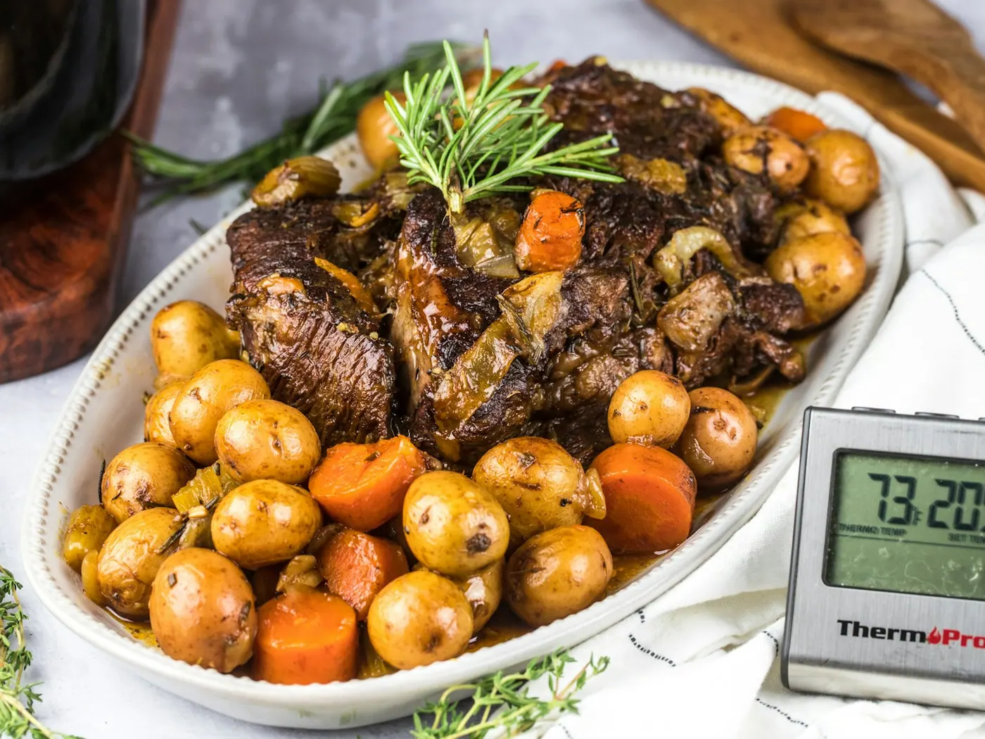 Roast Beef with Root Vegetables and Cranberry Sauce