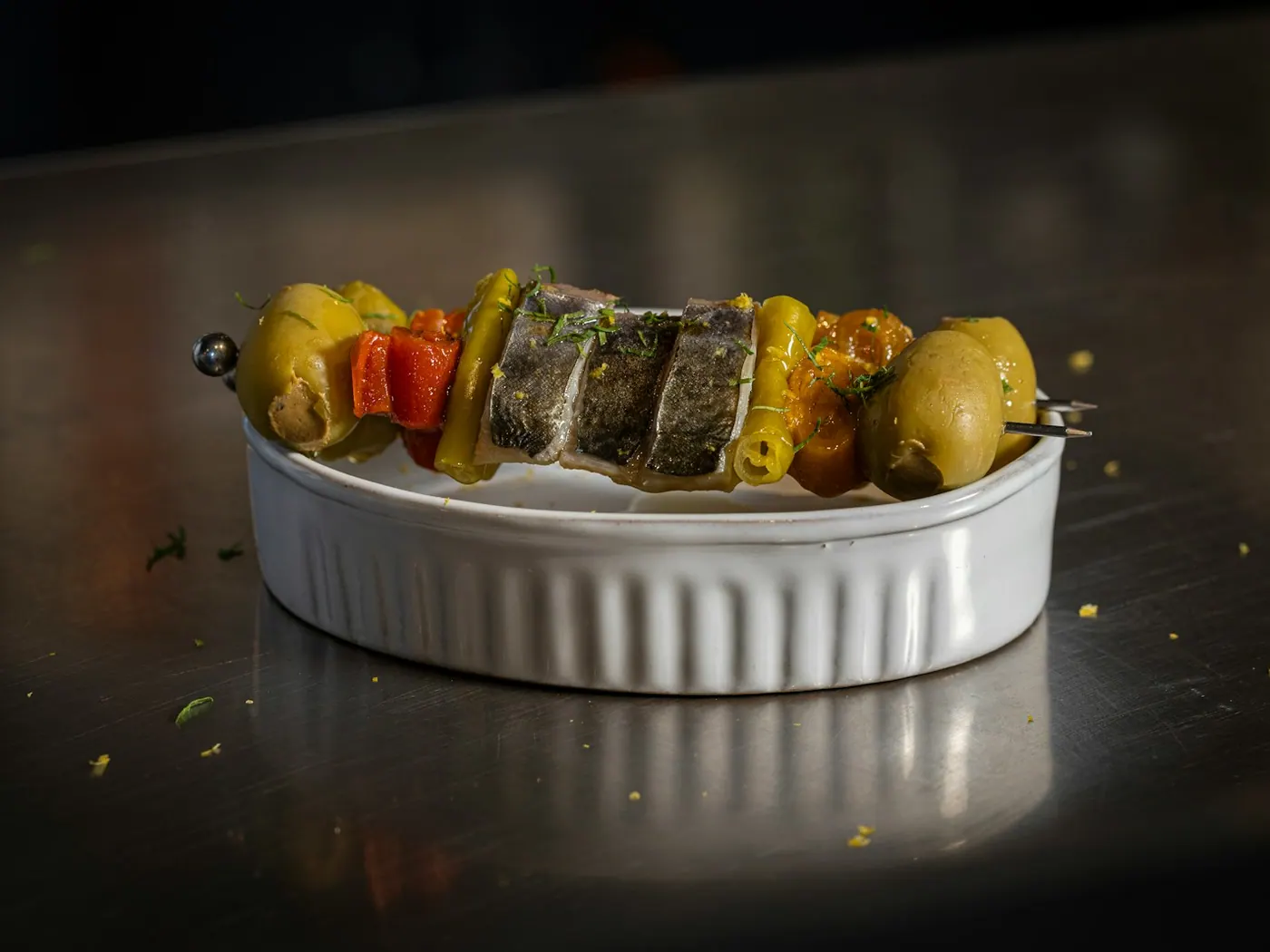 Brochettes de la mer et mini-carottes
