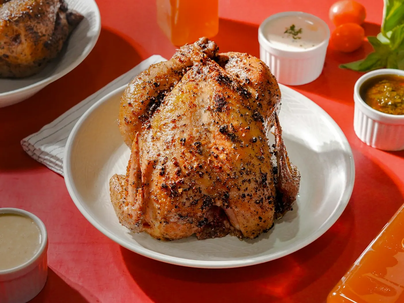 Pollo asado con salsa de ajo