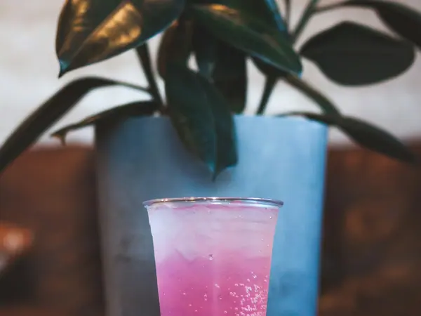 Limonada con gas de frutos rojos y rosa